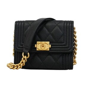 CHANEL Black Caviar Leather Wallet
